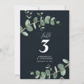 Invitation Table de mariage élégante en eucalyptus noir budge (Dos)