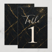 Invitation Table de mariage en marbre de minuit doré noir et (Devant / Derrière)