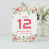 Invitation Table de mariage florale avec numéro de place / Es (Debout devant)