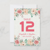 Invitation Table de mariage florale avec numéro de place / Es (Dos)