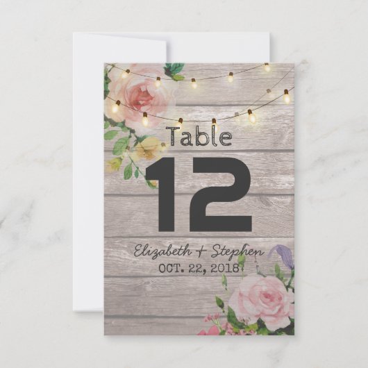 Invitation Table de mariage florale numéro de place / Escort (Devant)