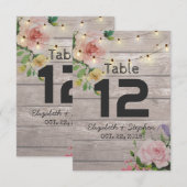Invitation Table de mariage florale numéro de place / Escort (Devant / Derrière)