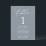 Invitation Table de Mariage minimaliste Dusty Blue Grey<br><div class="desc">Belle,  élégante,  moderne et minimaliste,  carte numéro de table. Entièrement personnalisable. **VEUILLEZ NOTER : Pour commander,  il vous suffit d'ajuster votre numéro de table et d'ajouter chaque numéro à votre panier séparément. Vérifiez ensuite une fois que vous avez terminé.</div>