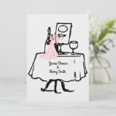 Invitation Table de mariée et de chambre rose Mariage noir et (Debout devant)