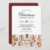 Invitation Table de nourriture à l'aquarelle | Dîner de Noël (Devant / Derrière)