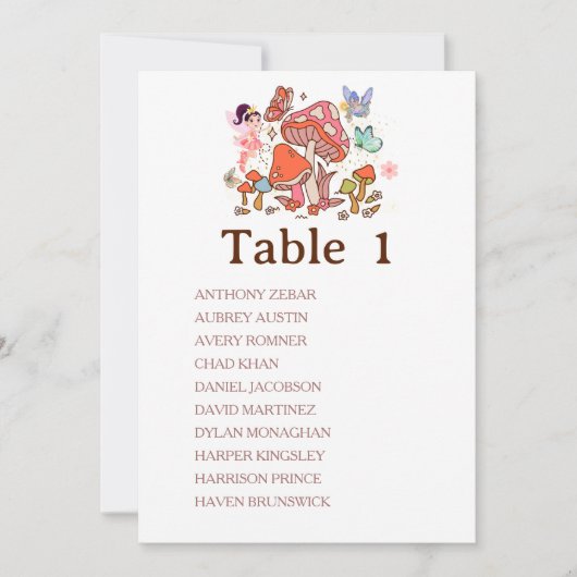 Invitation Table de numéros de la fée champignon enchanté (Devant)