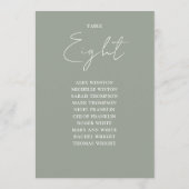 Invitation Table de numérotation de places moderne vert sauge (Dos)