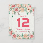 Invitation Table de numérotation de siège de mariage floral / (Devant / Derrière)