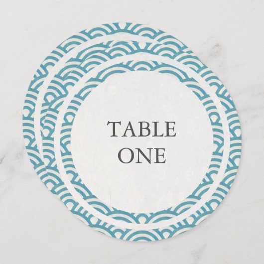 Invitation Table de numérotation ronde vagues stylisées Seigh (Devant / Derrière)