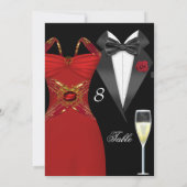 Invitation Table de numérotation Tuxedo Red Dress 2 (Dos)