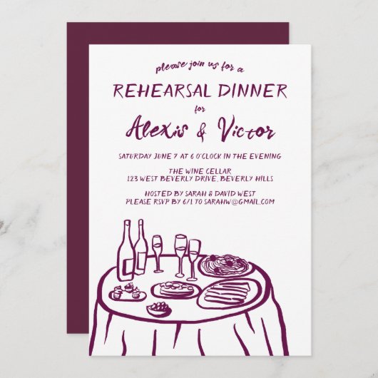 Invitation Table de répétition à main fantaisie personnalisée (Devant / Derrière)