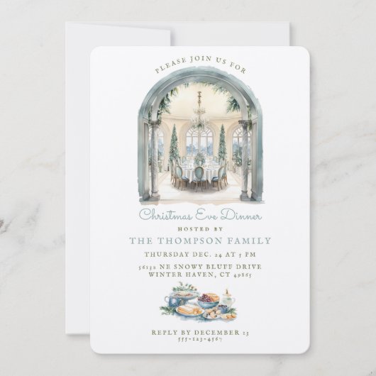 Invitation Table de salle à manger | Soirée de Noël (Devant)