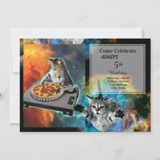 Invitation Table de son de jockey de disque Cat dj (Devant)