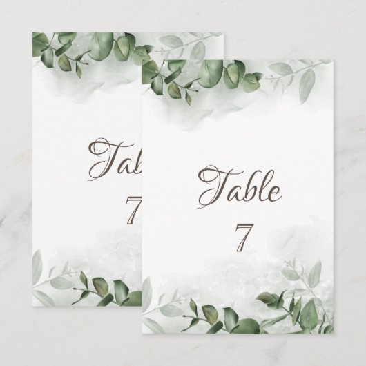 Invitation Table de verdure d'eucalyptus aquarelle (Devant / Derrière)