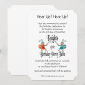 Invitation Table des Chevaliers de fête d'anniversaire (Devant / Derrière)