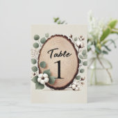 Invitation Table en bois de forêt Eucalyptus Coton Rustique N (Debout devant)