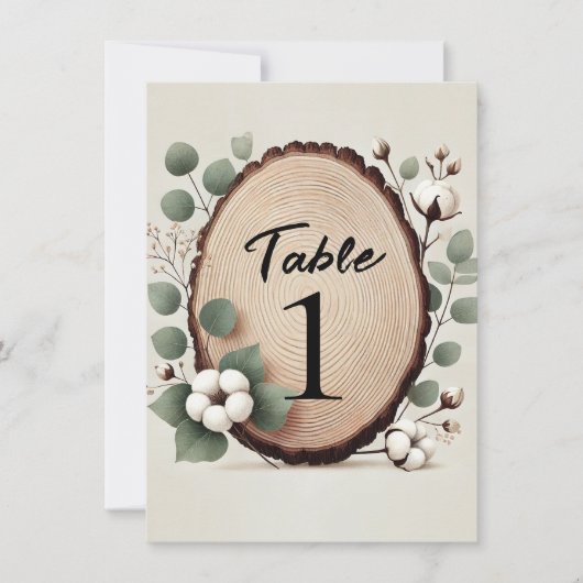 Invitation Table en bois de forêt Eucalyptus Coton Rustique N (Devant)