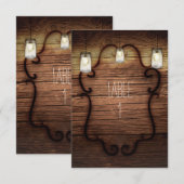 Invitation Table en bois rustique de campagne et bocaux Mason (Devant / Derrière)