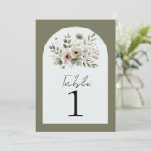 Invitation Table Fleurie Aquarelle Vert Olive Kaki  (Debout devant)