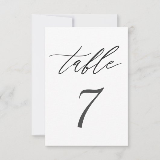 Invitation Table Mariage noir et blanc simple (Devant)