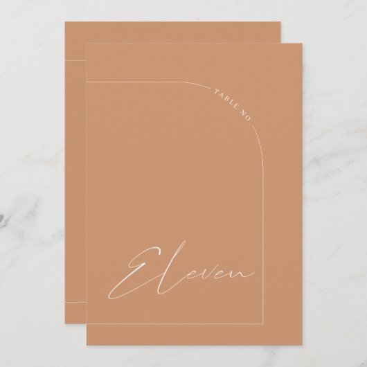Invitation Table moderne Boho Rust Arch Onze Numéro de tablea (Devant / Derrière)