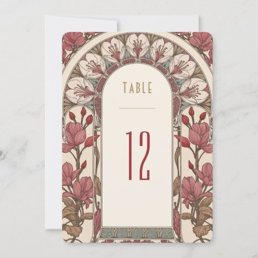 Invitation Table Numbers Vintage Art Nouveau Wedding (Devant)