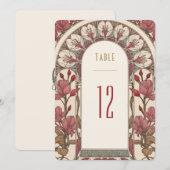 Invitation Table Numbers Vintage Art Nouveau Wedding (Devant / Derrière)