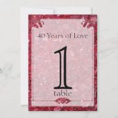 Invitation Table numéro 40 ans de Ruby (Devant)