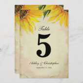 Invitation Table numéro cinq de la réception de mariage Tourn (Devant / Derrière)