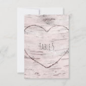 Invitation Table numéro de bouleau et de coeur sculpté rustiq (Devant)