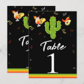 Invitation Table numéro de fête du Cactus à Cœur Jaune Amour (Devant / Derrière)