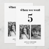 Invitation Table numéro de mariage 5x7 Photos d'enfance rétro (Devant / Derrière)