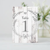 Invitation Table numéro de mariage en bois blanc rustique (Debout devant)