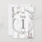 Invitation Table numéro de mariage en bois blanc rustique (Dos)
