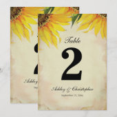 Invitation Table numéro deux de la réception de mariage Tourn (Devant / Derrière)