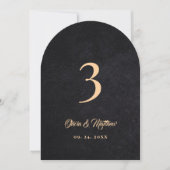 Invitation Table Numéro Moderne Simple Velours Noir Faux (Devant)
