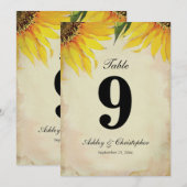 Invitation Table numéro neuf de la réception de mariage Tourn (Devant / Derrière)