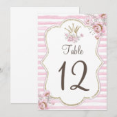 Invitation Table numéro princesse floral rose or (Devant / Derrière)