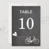 Invitation Table numéro romantique de vélo de premières lettr (Dos)