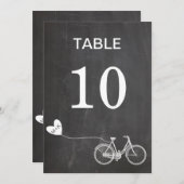 Invitation Table numéro romantique de vélo de tableau noir in (Devant / Derrière)