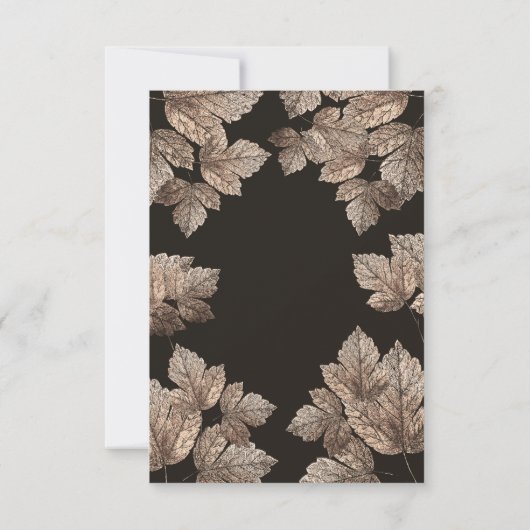 Invitation Table numéro rustique feuilles brun foncé et bronz (Dos)