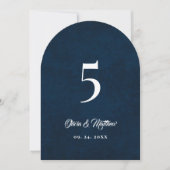 Invitation Table Numéro Simple Moderne Velours Faux Navy (Devant)
