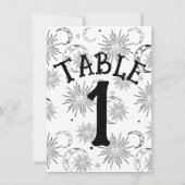 Invitation Table numéro Soleil Lune Étoiles Noir & Blanc (Dos)