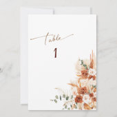 Invitation Table numéro un en terre cuite moderne pour mariag (Dos)