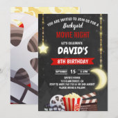 Invitation Table ronde pour la fête d'anniversaire de cinéma (Devant / Derrière)