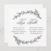 Invitation Table top simple pour mariage. Plan de table botan (Devant / Derrière)