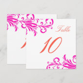 Invitation Table Tourbillons Élégants Rose Chaude 10 (Devant / Derrière)