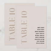 Invitation Tableau 10 Mariage moderne en beige gras (Devant / Derrière)
