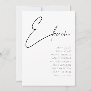 Invitation Tableau 11 Mariage moderne Numéro de tableau modèl