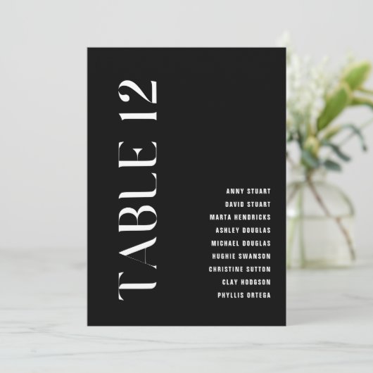 Invitation Tableau 12 Mariage moderne Gras Numéro de tableau (Debout devant)
